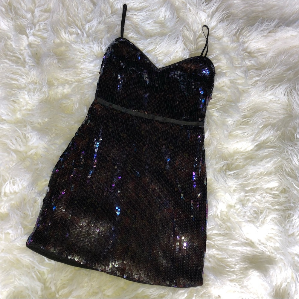 BeBe Ombré Sparkle Sequin Mini Dress